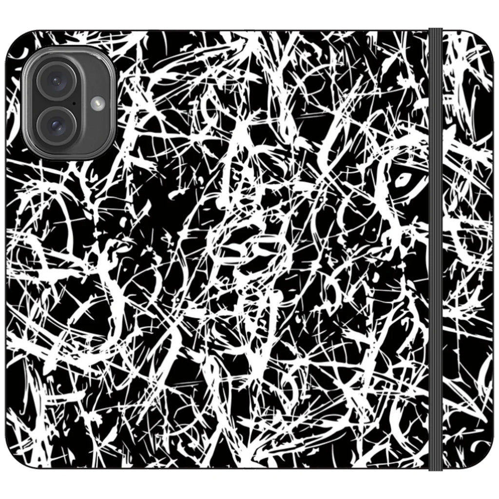 Black-White Grunge — iPhone 16 Plus Wallet Case — Finnaij