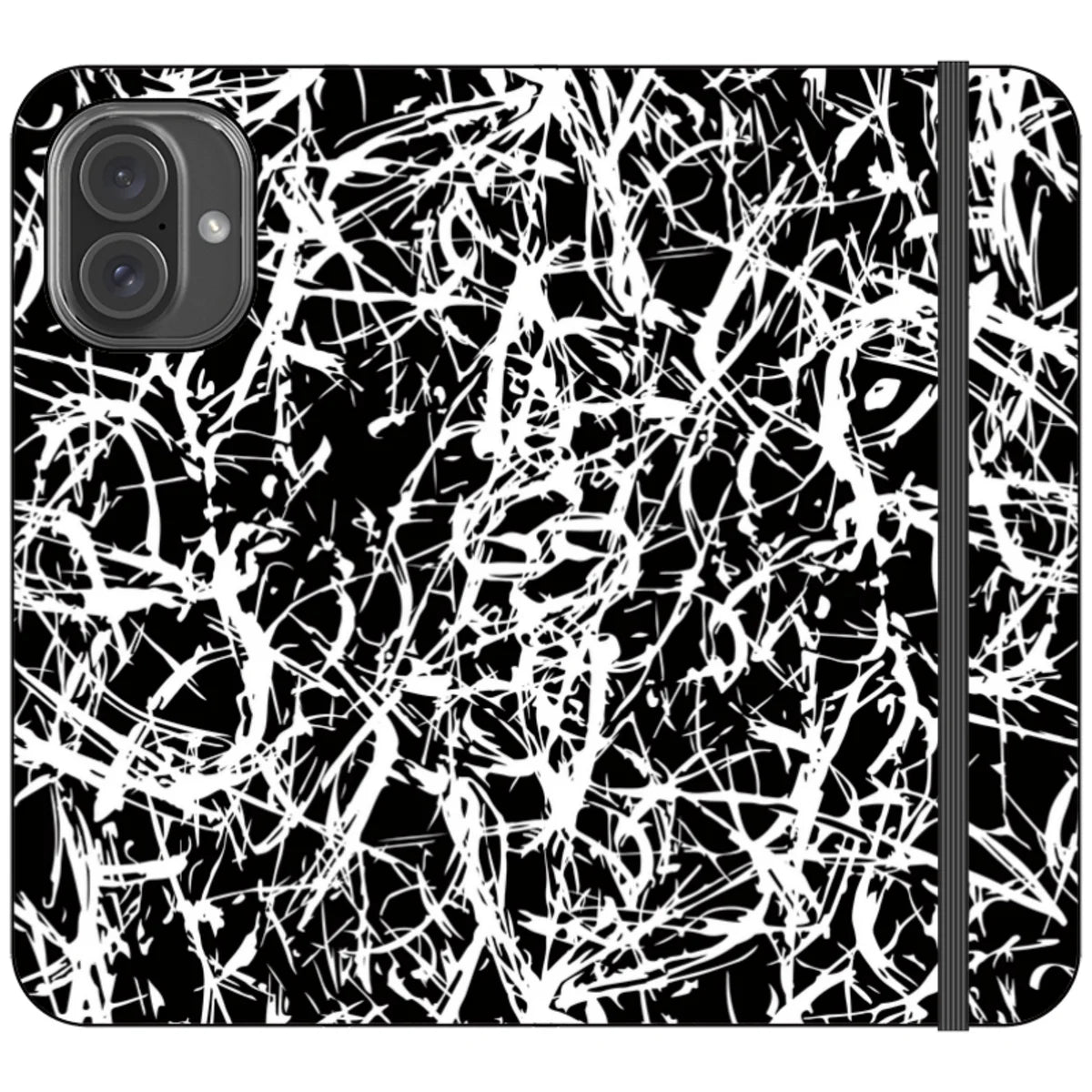 Black-White Grunge — iPhone 16 Plus Wallet Case — Finnaij