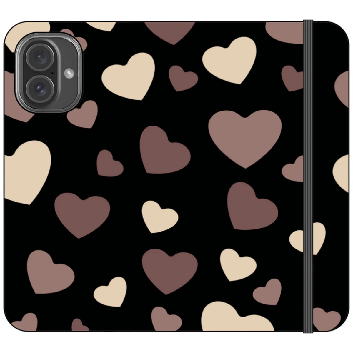 White & Black Hearts Vegan Leather — iPhone 16 Plus Wallet Case — Finnaij
