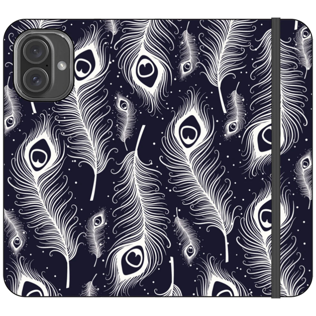 Feathers in Bloom Vegan Leather — iPhone 16 Plus Wallet Case — Finnaij
