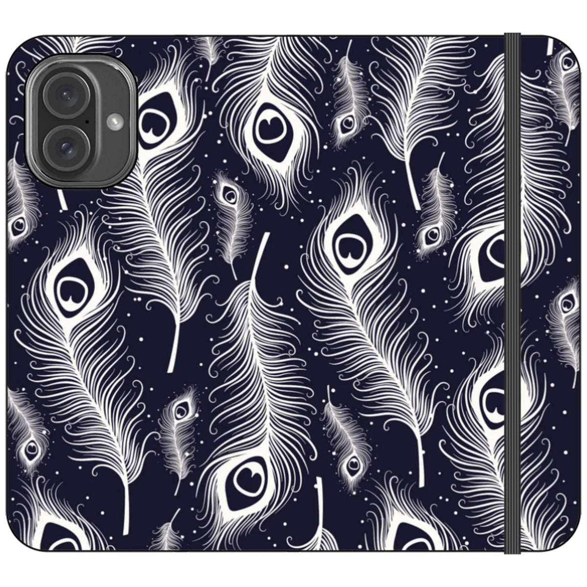 Feathers in Bloom Vegan Leather — iPhone 16 Plus Wallet Case — Finnaij