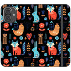 Nordic Ornament Black Vegan Leather — iPhone 16 Plus Wallet Case — Finnaij