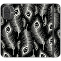 Feathers in Bloom Black- iPhone Folio Wallet Case — iPhone 16 Plus — Finnaij