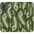 Feathers in Bloom Army Green — iPhone 16 Plus Wallet Case — Finnaij