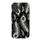 Feathers in Bloom Black — iPhone 16 Plus Tough Case — Finnaij