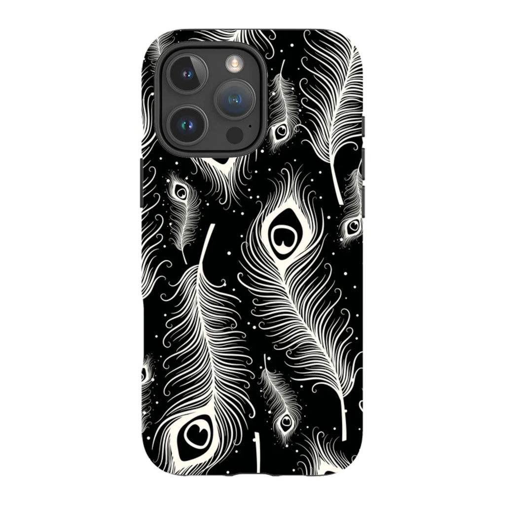 Feathers in Bloom Black — iPhone 16 Pro Max Magsafe Tough Case — Finnaij