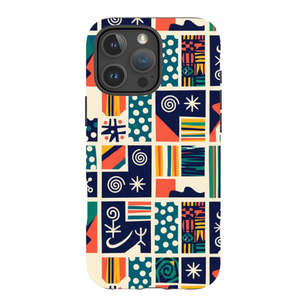 Coastal Indigo Tiles by Ada Okoye — iPhone 16 Pro Max MagSafe Tough Case — Finnaij