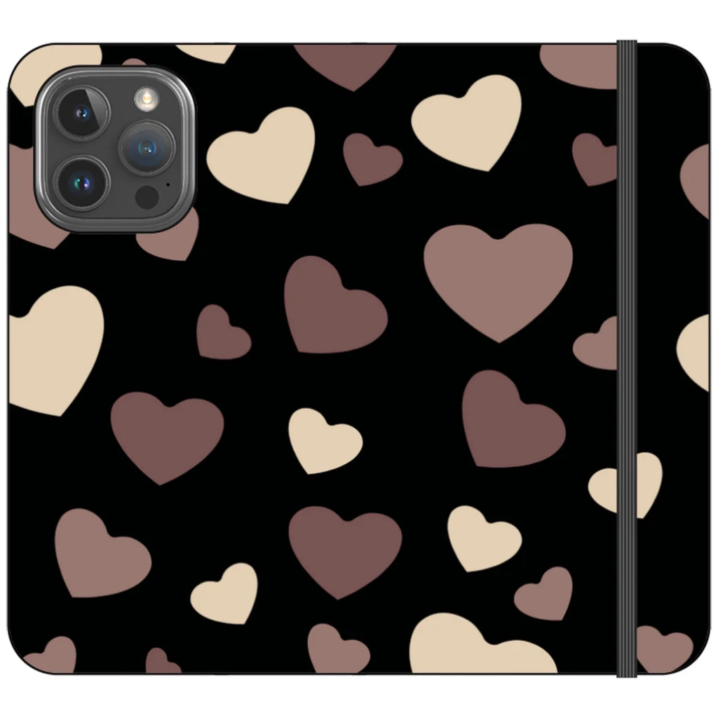 White & Black Hearts Vegan Leather — iPhone 16 Pro Max Wallet Case — Finnaij
