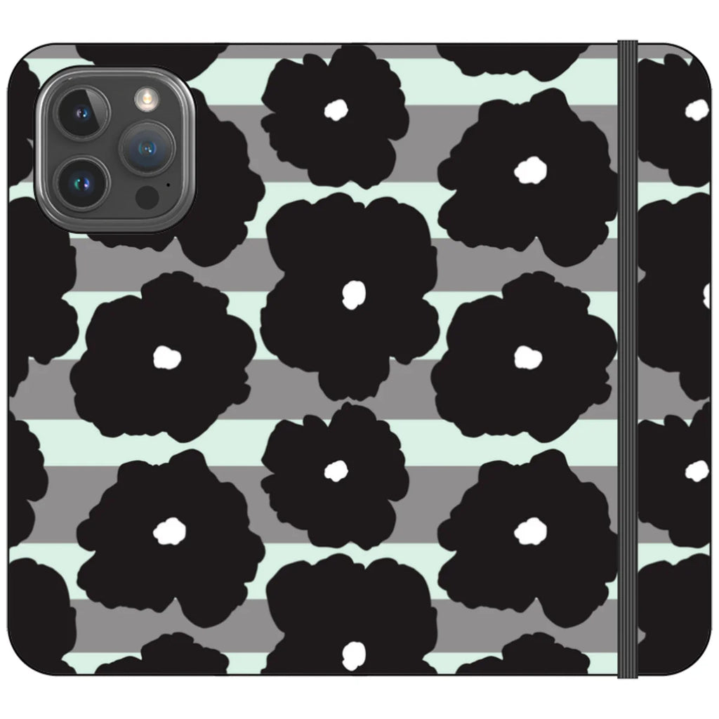 Bold Floral Black — iPhone 16 Pro Max Wallet Case — Finnaij