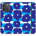 Bold Floral Blue Vegan Leather — iPhone 16 Pro Max Wallet Case — Finnaij