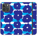Bold Floral Blue Vegan Leather — iPhone 16 Pro Max Wallet Case — Finnaij