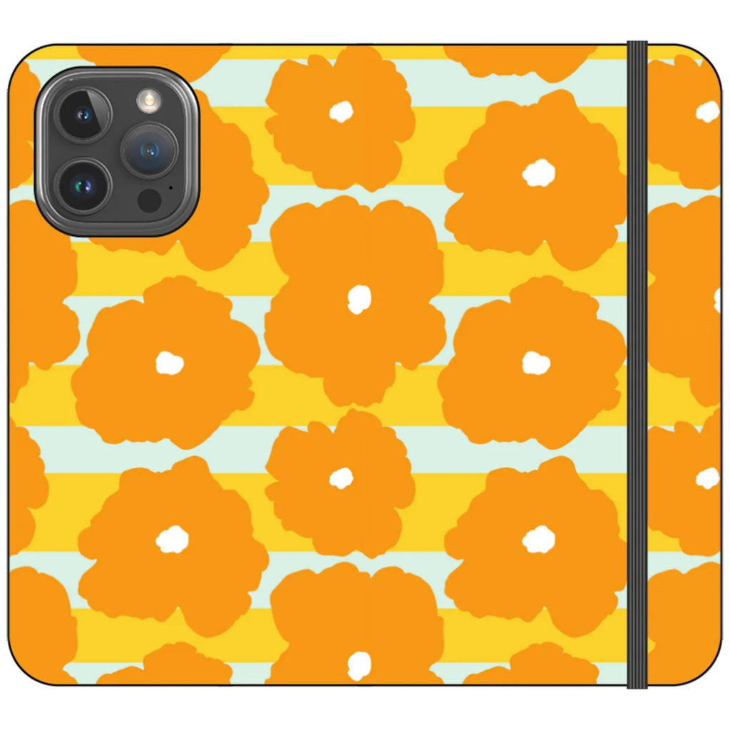 Bold Floral Orange — iPhone 16 Pro Max Wallet Case — Finnaij