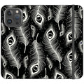 Feathers in Bloom Black- iPhone Folio Wallet Case — iPhone 16 Pro Max — Finnaij