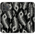 Feathers in Bloom Black- iPhone Folio Wallet Case — iPhone 16 Pro Max — Finnaij