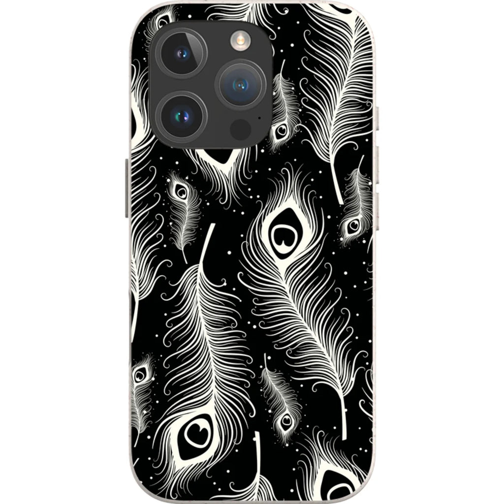 Feathers in Bloom Black — iPhone 16 Pro iPhone Bio-degradable Case — Finnaij
