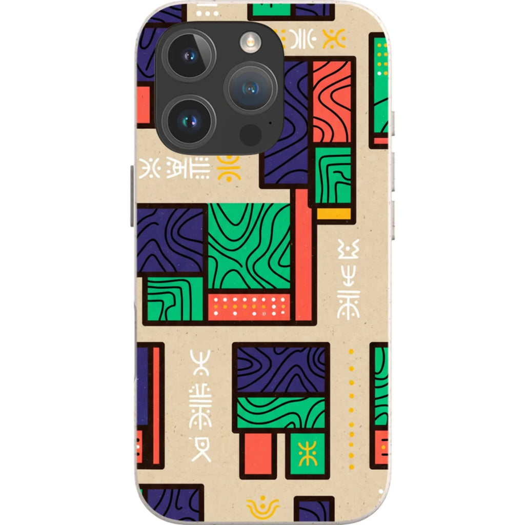 Ankara Blocks on Sand by Ada Okoye — iPhone 16 Pro iPhone Bio-degradable Case — Finnaij
