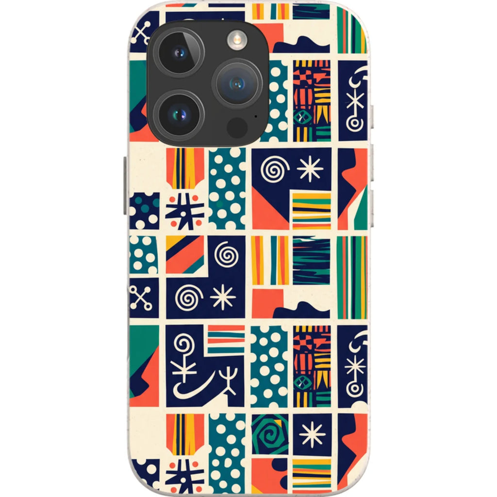 Coastal Indigo Tiles by Ada Okoye — iPhone 16 Pro iPhone Bio-degradable Case — Finnaij