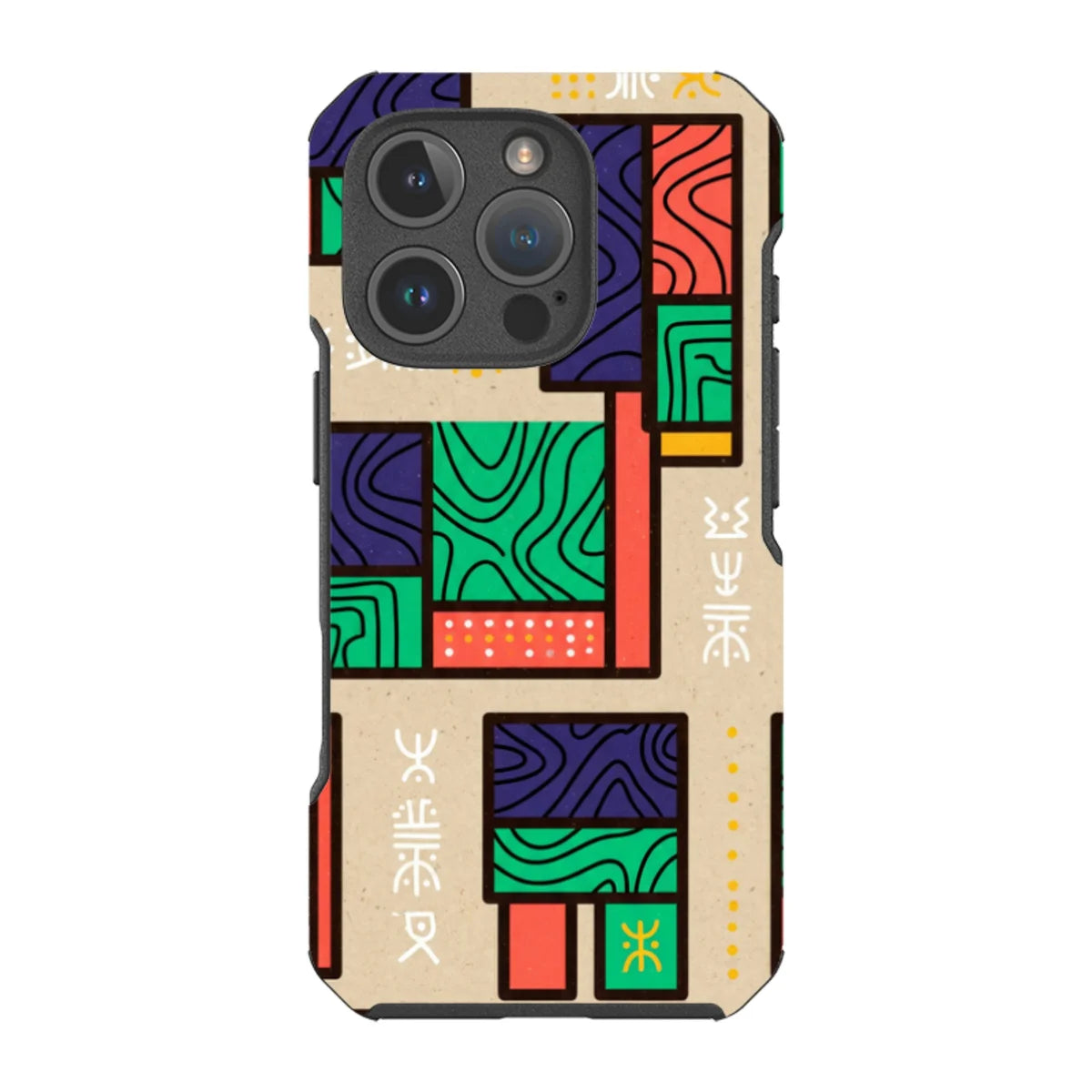 Ankara Blocks on Sand by Ada Okoye — iPhone 16 Pro Impact Armour MagSafe Case — Finnaij