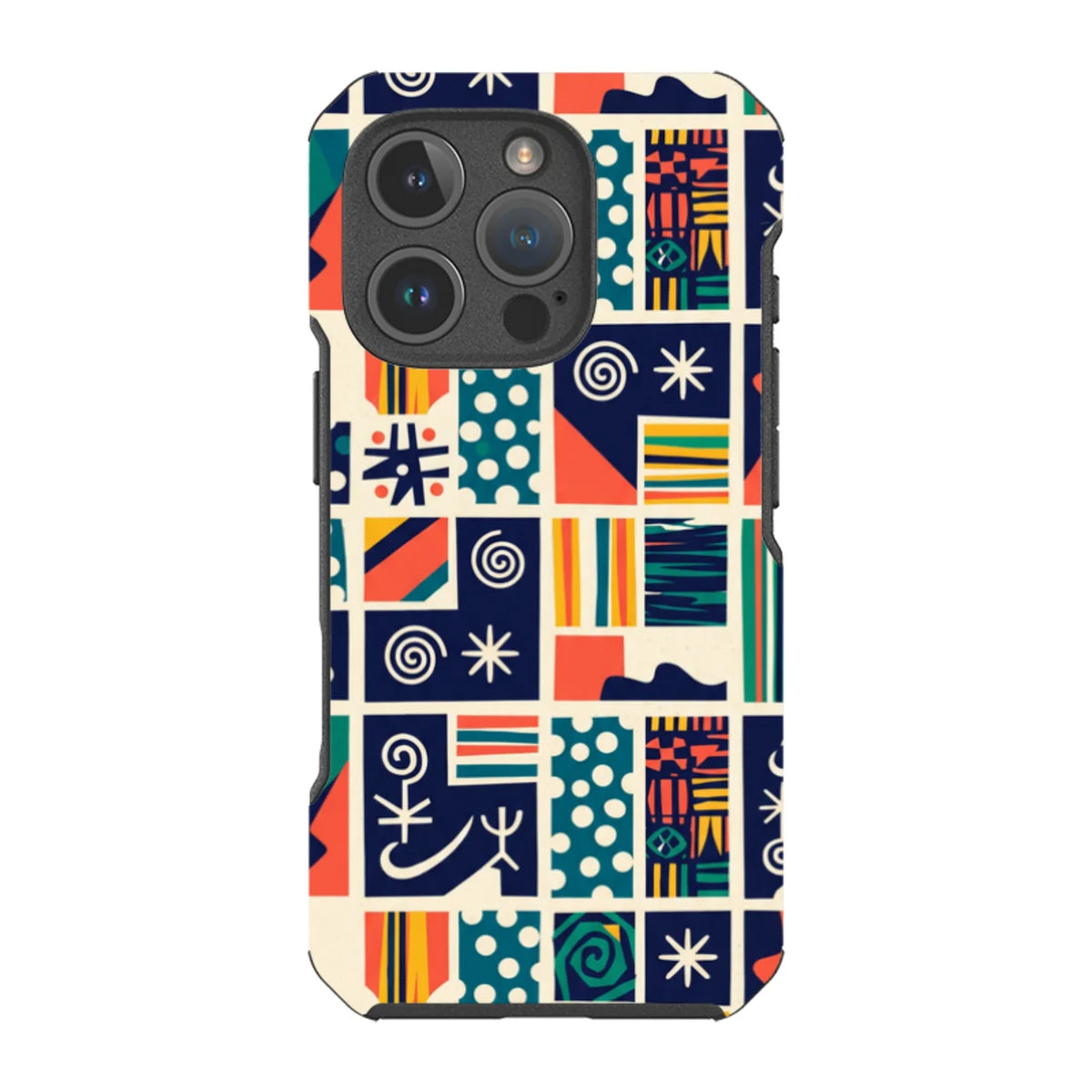 Coastal Indigo Tiles by Ada Okoye — iPhone 16 Pro Impact Armour MagSafe Case — Finnaij