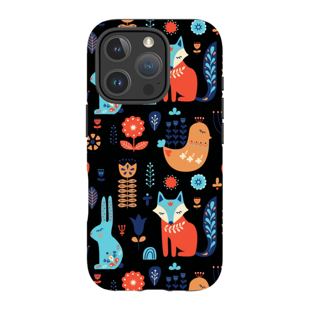 Nordic Ornament Black — iPhone 16 Pro Magsafe Tough Case — Finnaij