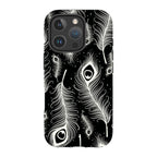 Feathers in Bloom Black — iPhone 16 Pro Magsafe Tough Case — Finnaij