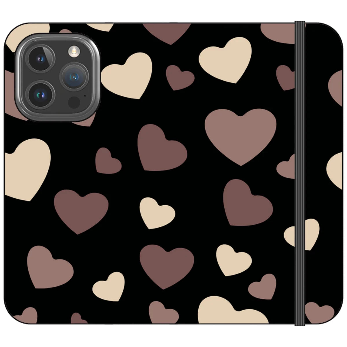 White & Black Hearts Vegan Leather — iPhone 16 Pro Wallet Case — Finnaij