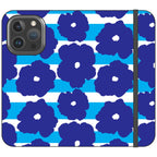 Bold Floral Blue Vegan Leather — iPhone 16 Pro Wallet Case — Finnaij