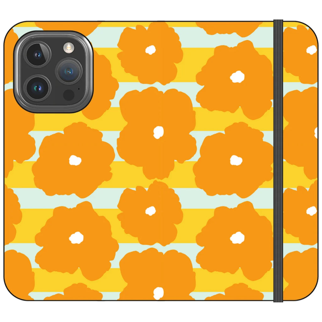 Bold Floral Orange — iPhone 16 Pro Wallet Case — Finnaij