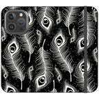 Feathers in Bloom Black- iPhone Folio Wallet Case — iPhone 16 Pro — Finnaij