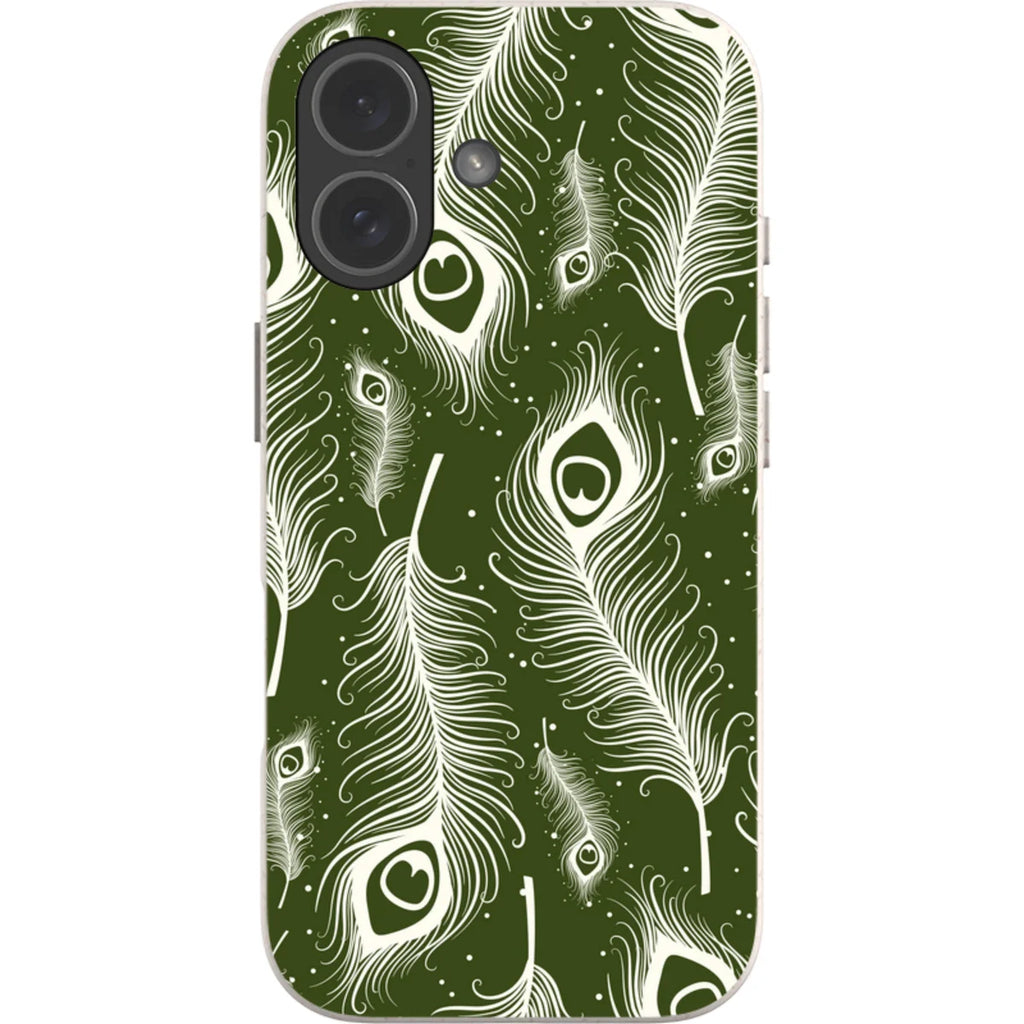Feathers in Bloom Army Green — iPhone 17 iPhone Bio-degradable Case — Finnaij