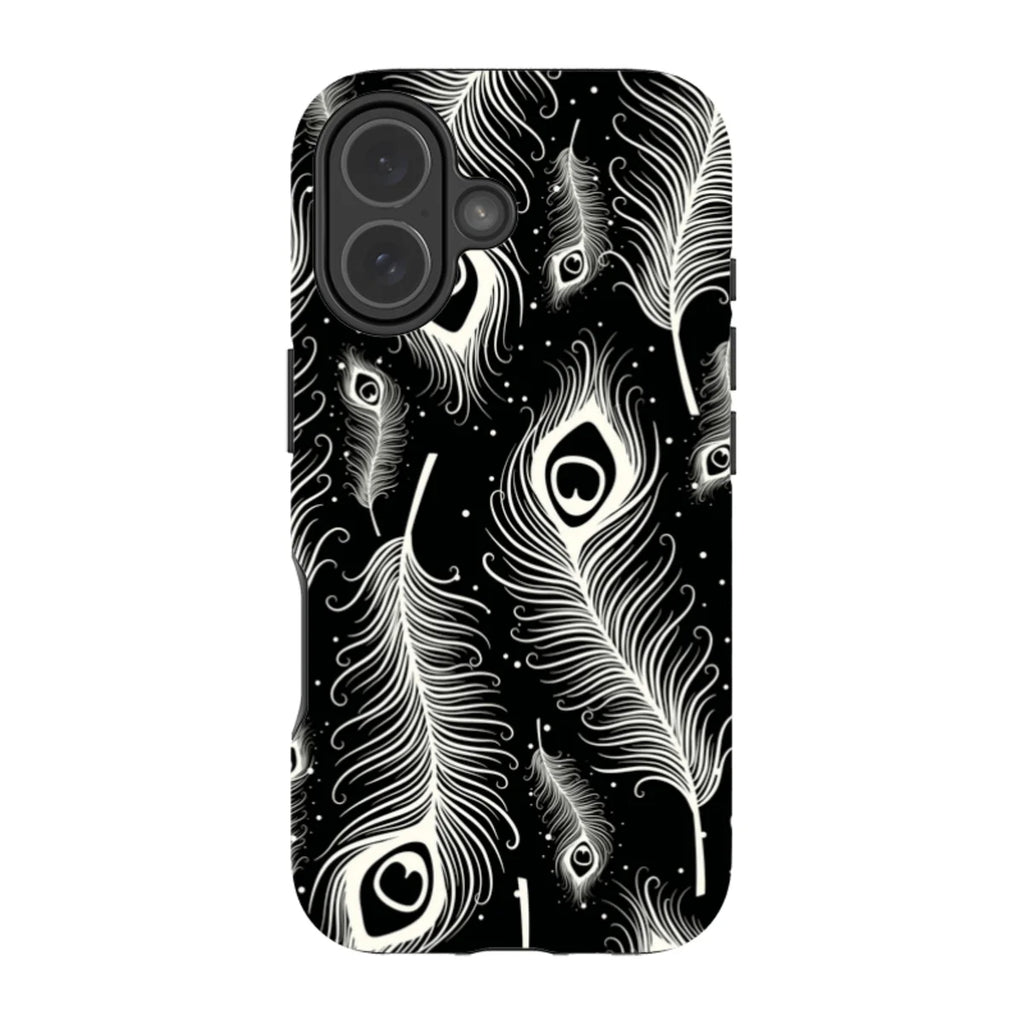Feathers in Bloom Black — iPhone 17 Magsafe Tough Case — Finnaij