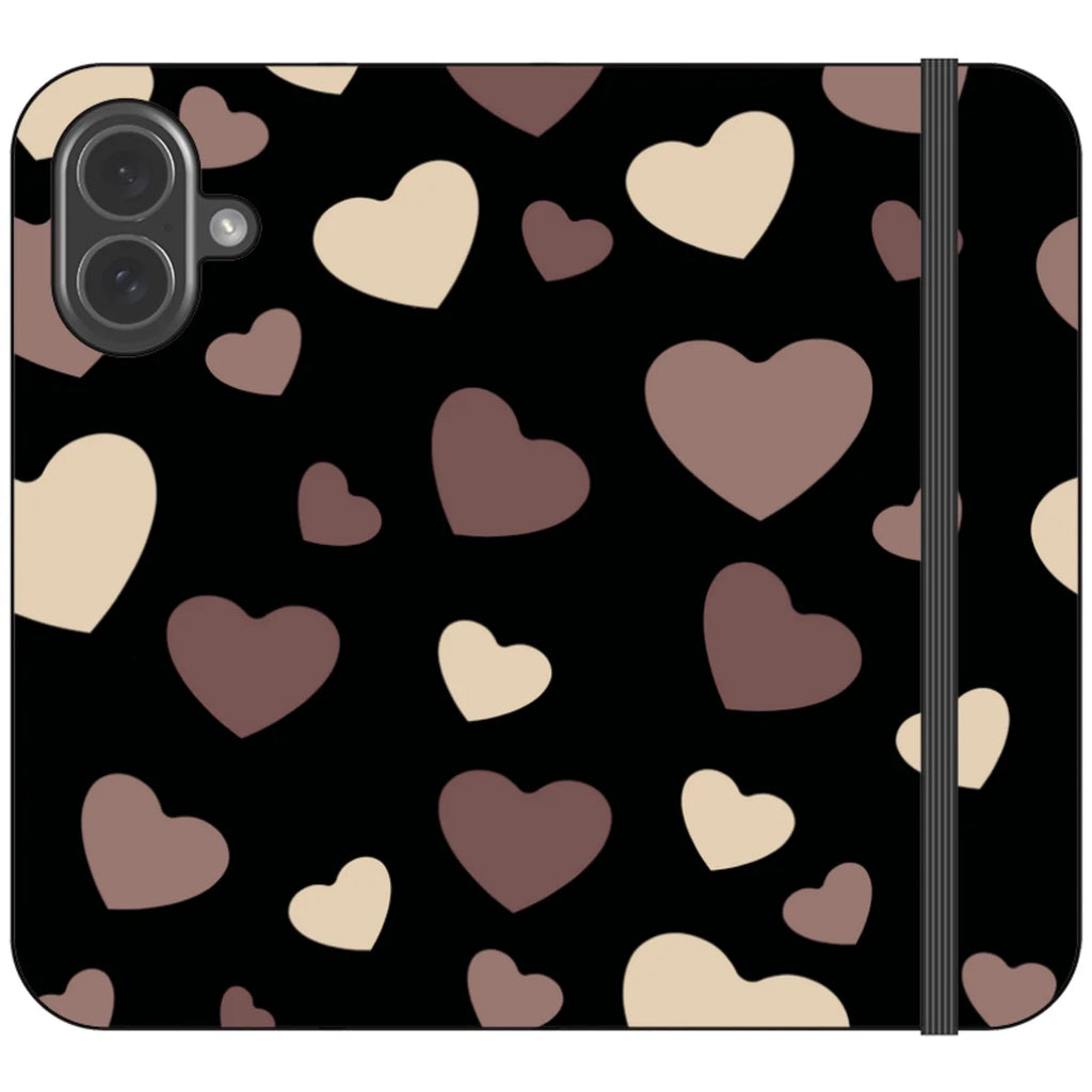 White & Black Hearts Vegan Leather — iPhone 17 Wallet Case — Finnaij