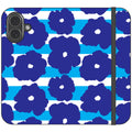 Bold Floral Blue Vegan Leather — iPhone 17 Wallet Case — Finnaij