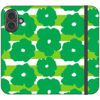 Bold Floral Green Vegan Leather — iPhone 17 Wallet Case — Finnaij