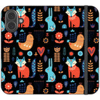 Nordic Ornament Black Vegan Leather — iPhone 17 Wallet Case — Finnaij