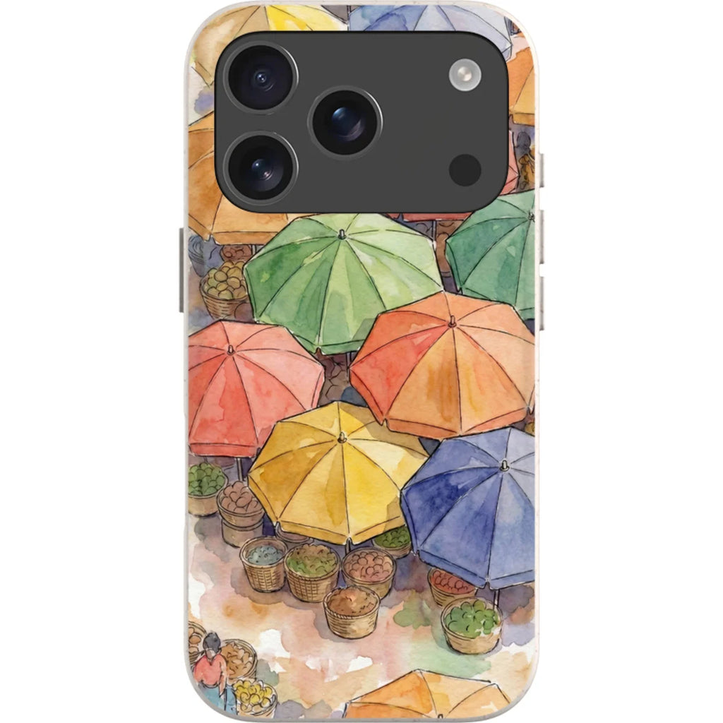 Market Umbrellas from Above by Tobi Akinyemi — iPhone 17 Pro iPhone Bio-degradable Case — Finnaij