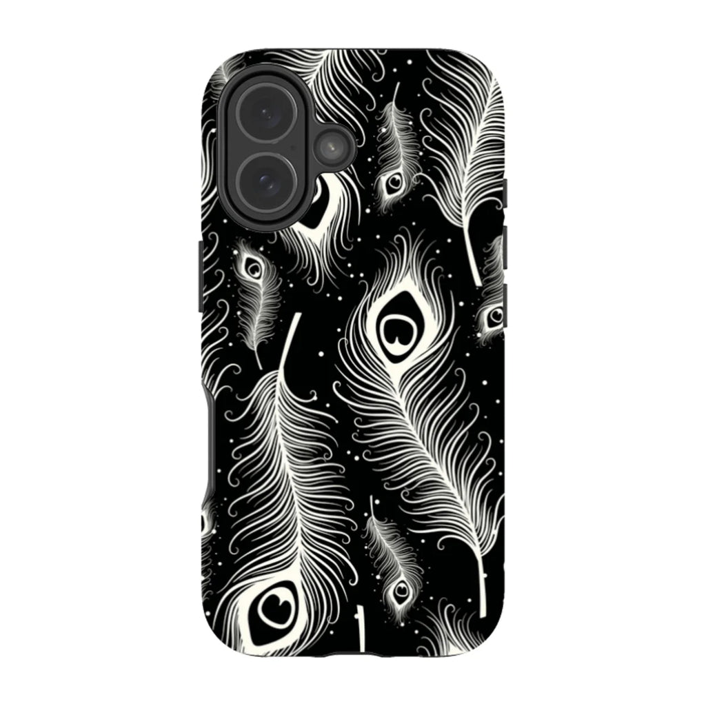 Feathers in Bloom Black — iPhone 17 Tough Case — Finnaij