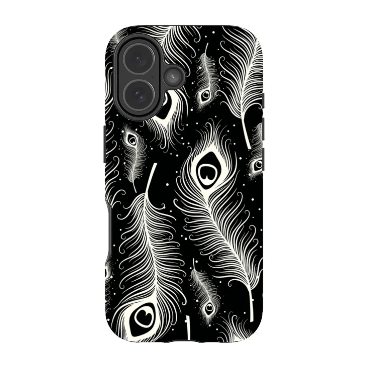 Feathers in Bloom Black — iPhone 17 Tough Case — Finnaij