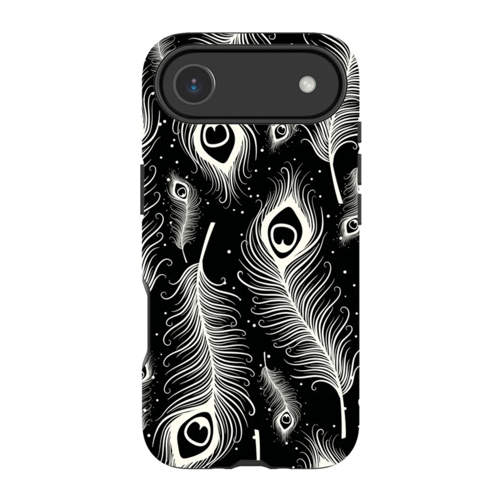 Feathers in Bloom Black — iPhone Air Magsafe Tough Case — Finnaij
