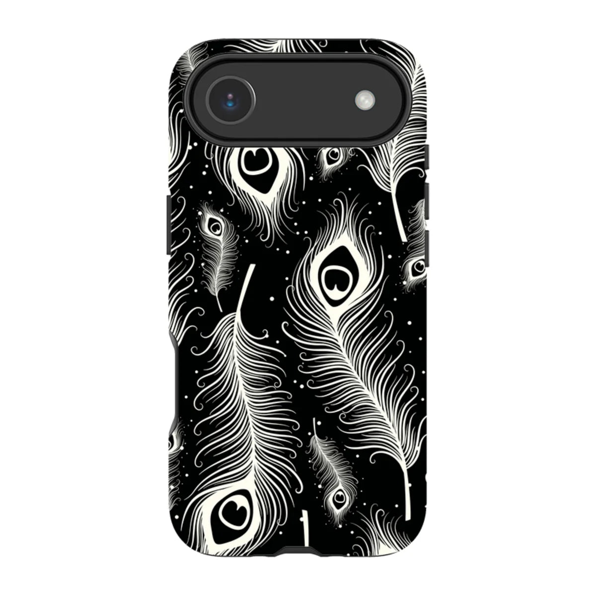Feathers in Bloom Black — iPhone Air Magsafe Tough Case — Finnaij