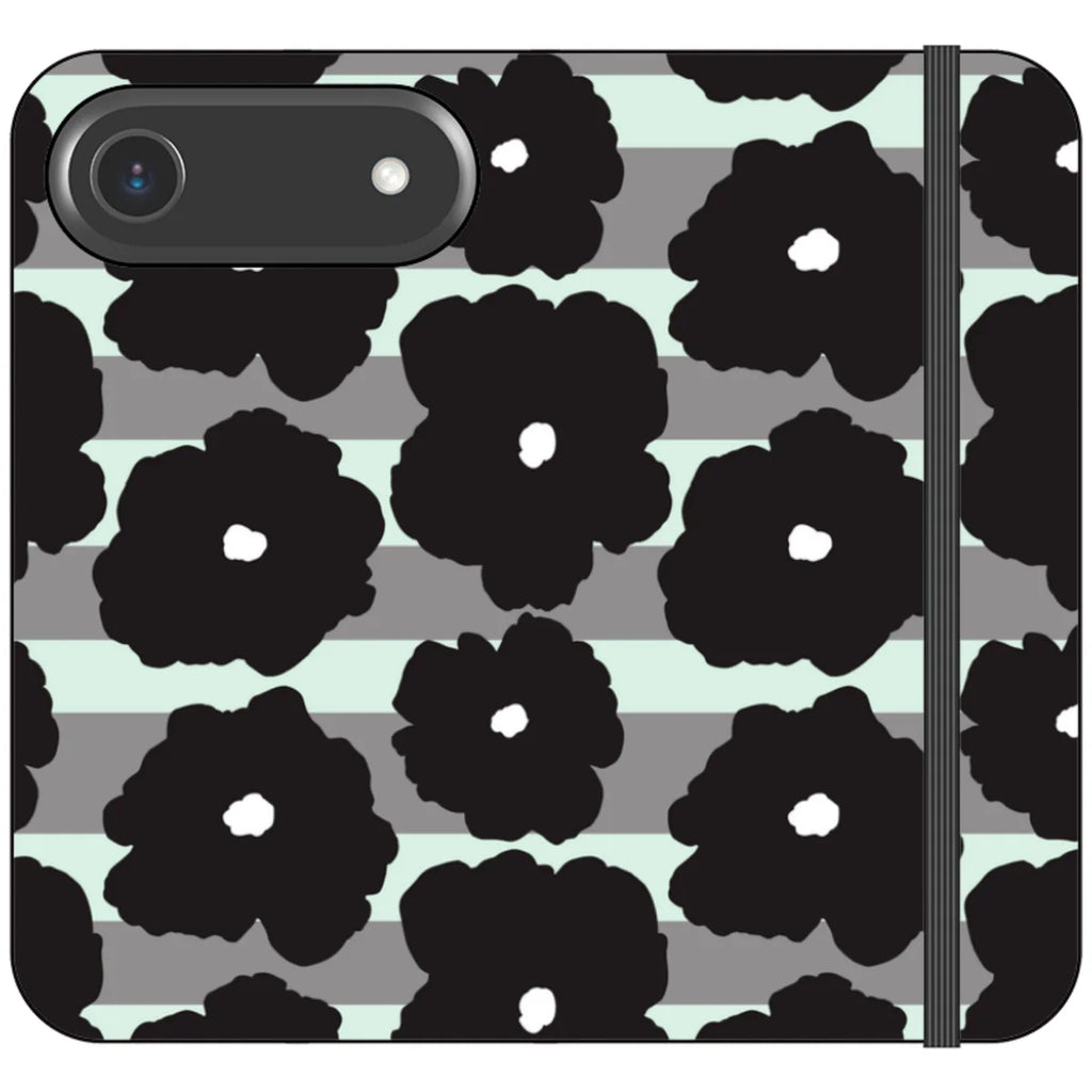 Bold Floral Black — iPhone 17 Air Wallet Case — Finnaij