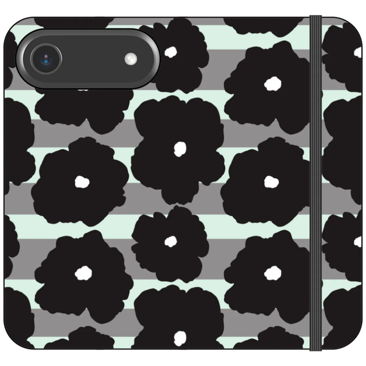 Bold Floral Black — iPhone 17 Air Wallet Case — Finnaij