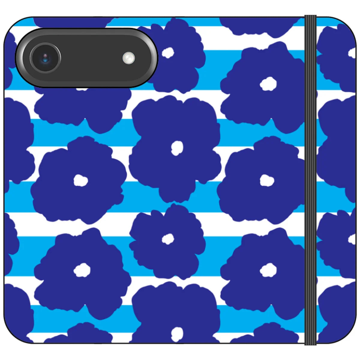 Bold Floral Blue Vegan Leather — iPhone 17 Air Wallet Case — Finnaij