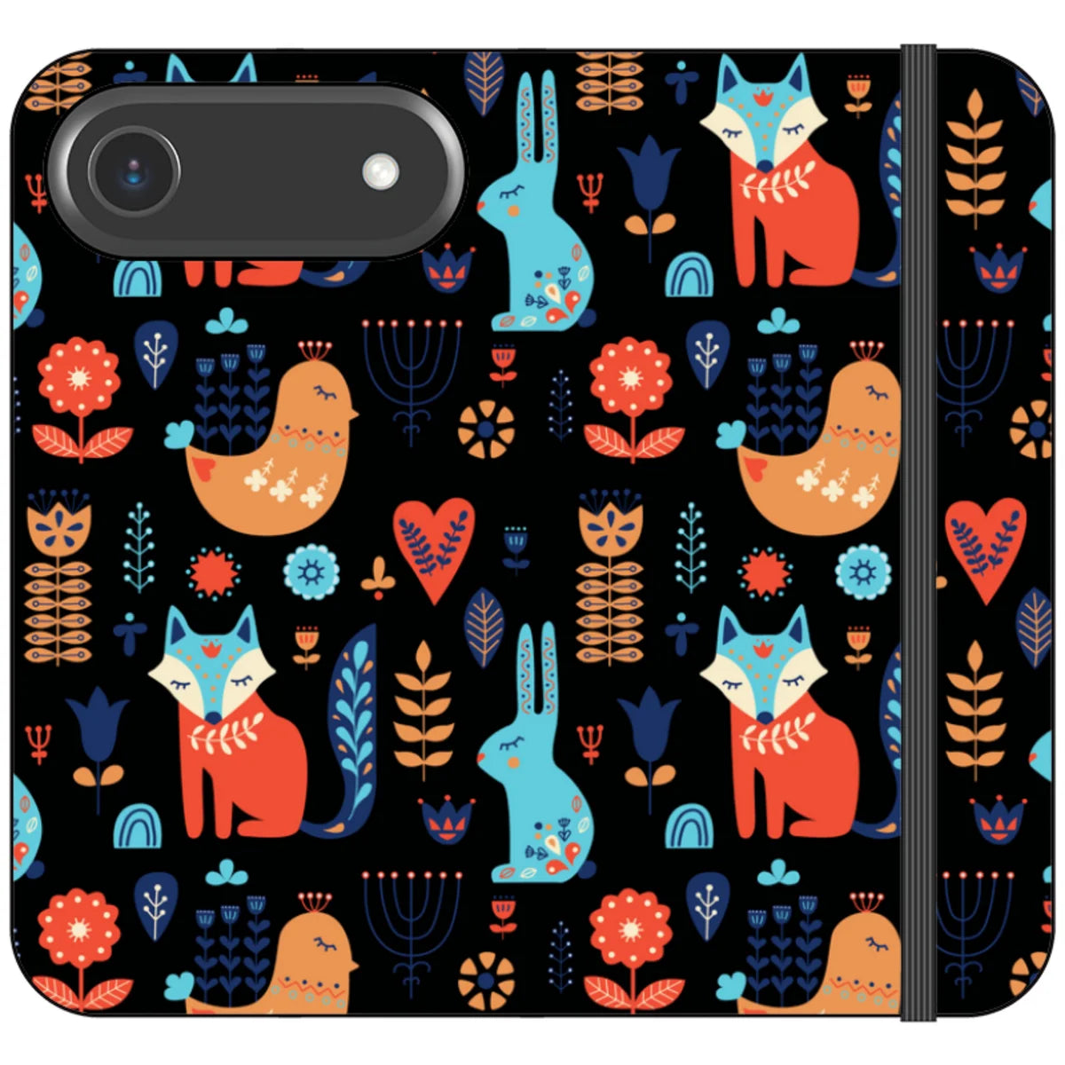 Nordic Ornament Black Vegan Leather — iPhone 17 Air Wallet Case — Finnaij