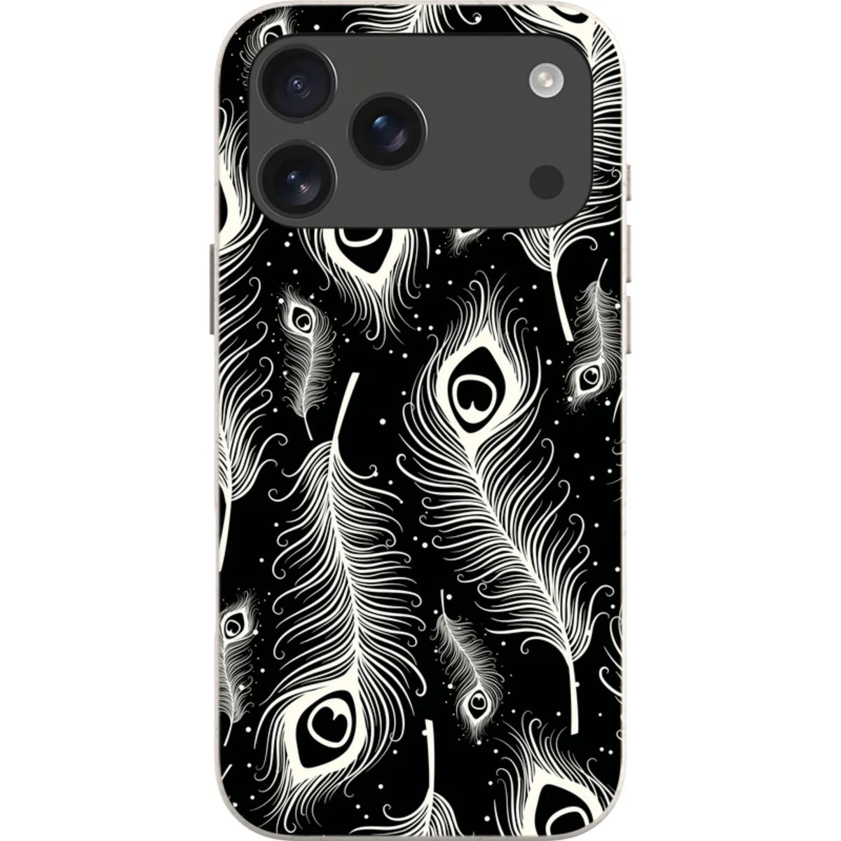 Feathers in Bloom Black — iPhone 17 Pro Max iPhone Bio-degradable Case — Finnaij