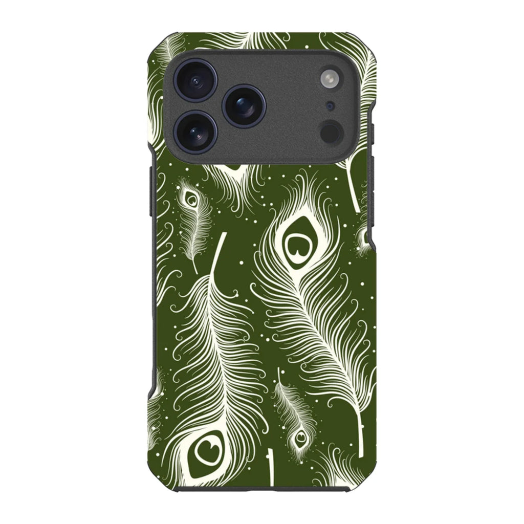 Feathers in Bloom Army Green — iPhone 17 Pro Max Impact Armour MagSafe Case — Finnaij