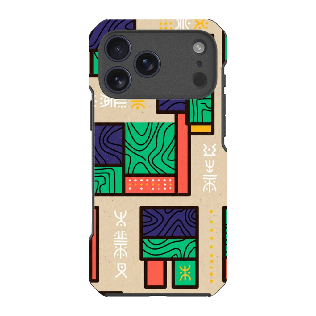 Ankara Blocks on Sand by Ada Okoye — iPhone 17 Pro Max Impact Armour MagSafe Case — Finnaij