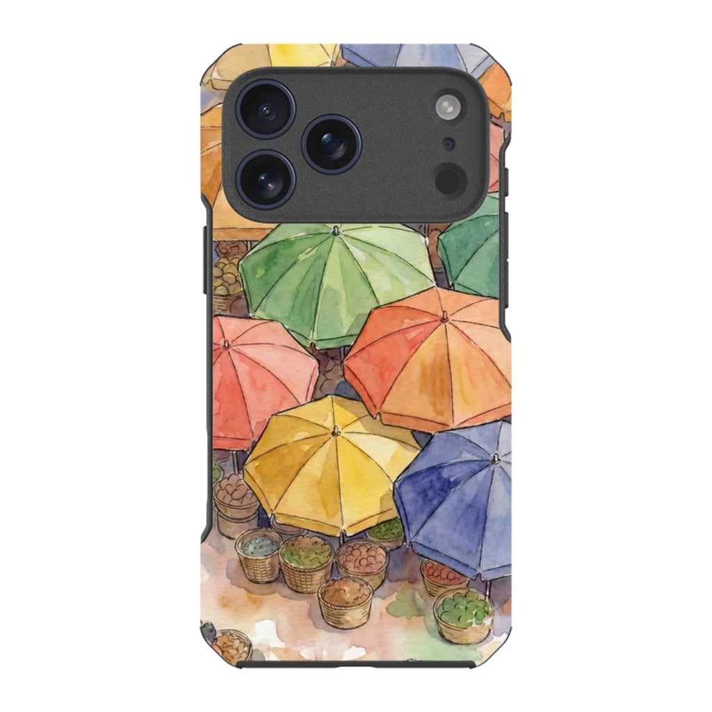 Market Umbrellas from Above by Tobi Akinyemi — iPhone 17 Pro Max Impact Armour MagSafe Case — Finnaij