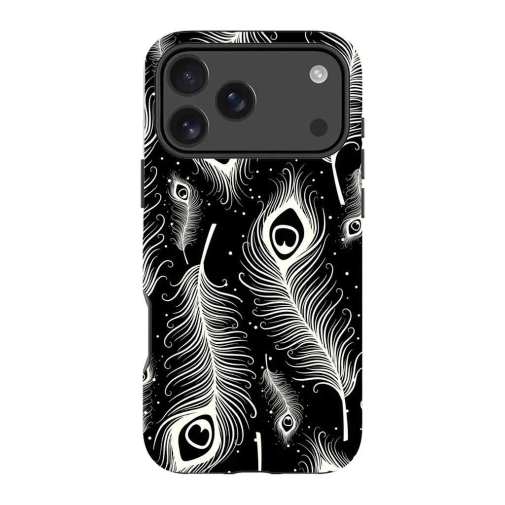 Feathers in Bloom Black — iPhone 17 Pro Max Magsafe Tough Case — Finnaij