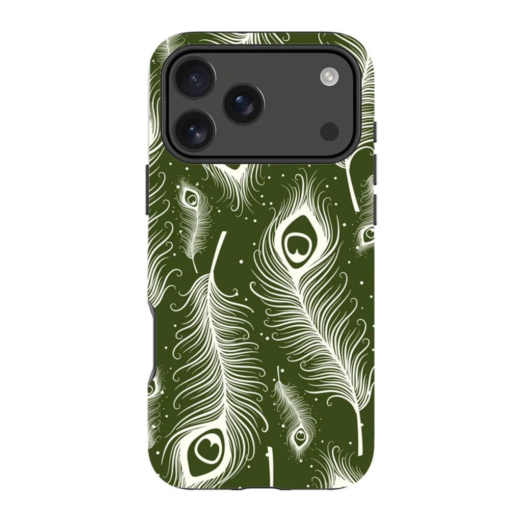 Feathers in Bloom Army Green — iPhone 17 Pro Max Magsafe Tough Case — Finnaij